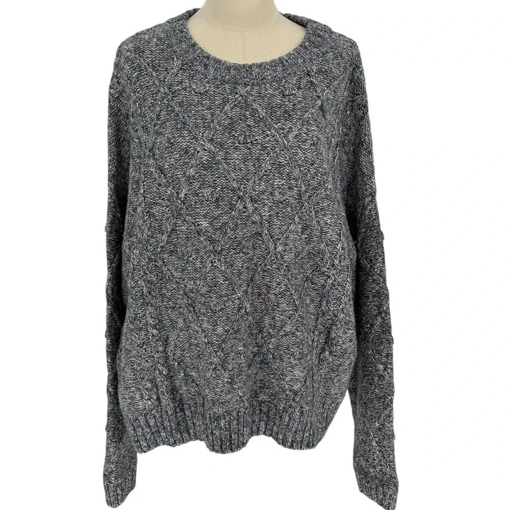 TIME AND TRU Womens XXL Blue Speckled Cable Knit Sweater‎